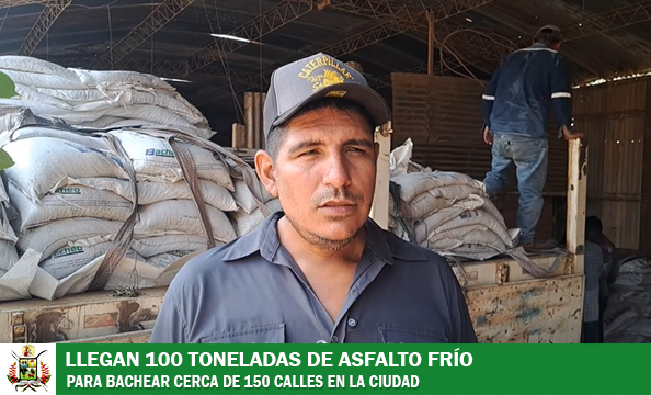 TRINIDAD: GAM RECEPCIONA 100 TONELADAS DE ASFALTO FRÍO PARA CONTINUAR CON EL BACHEO CALLES