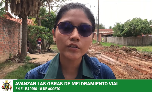 MAQUINARIA PESADA DEL GAM-T EJECUTA MEJORAMIENTO VIAL EN EL BARRIO 18 DE AGOSTO